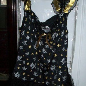 Pirate Costume Tutu Skull Print Cute as Gold Girls Size L 10/12 by Sugar Sugar